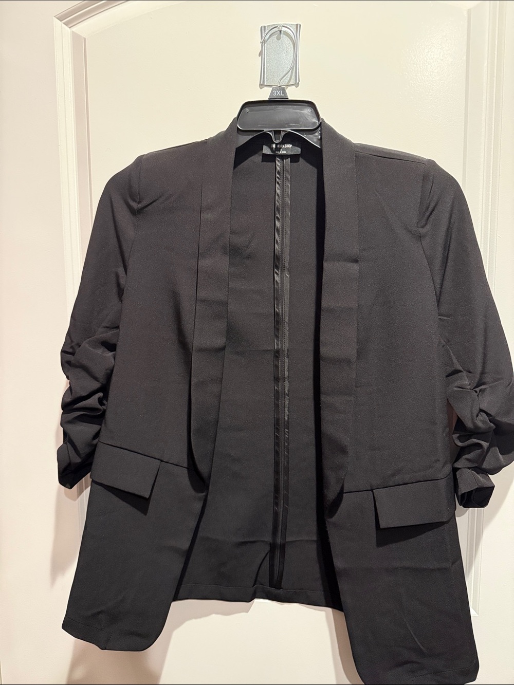 Black Open-Front Lightweight Blazer Jacket - Unbranded